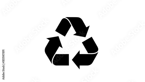 Black recycling symbol on a white background.