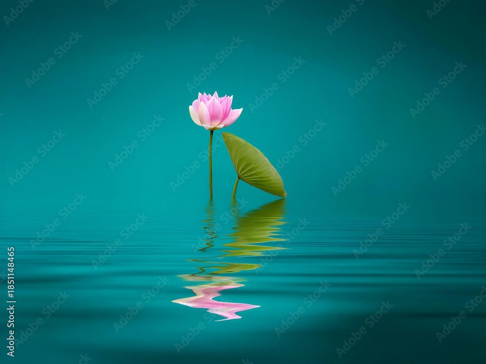 Fototapeta premium Clear lotus reflects clear water