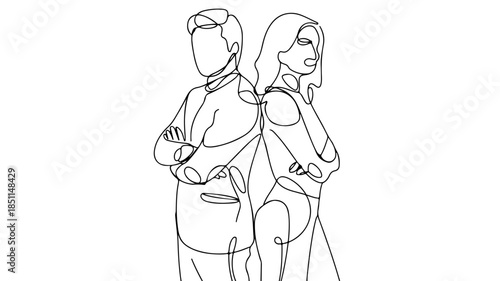 A graphic depicting relationship problems or misunderstanding, where a couple is ignoring each other, highlighting emotional distance and lack of communication.