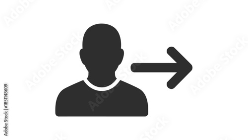 Black silhouette icon of a person with an arrow.