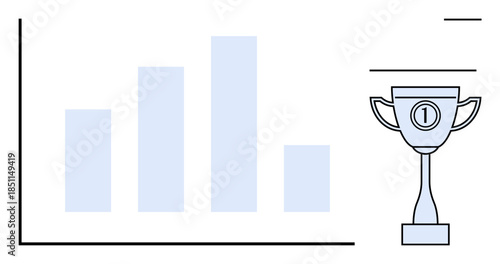 Business growth concept. Bar chart analytics and trophy highlight business success. Business growth ed by data, analysis, and achievement. Ideal for strategy, finance, goal setting, performance
