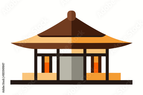 Minimalist Zen Tea House Architecture, Modern Serene Building for Relaxation and Cultural Experience