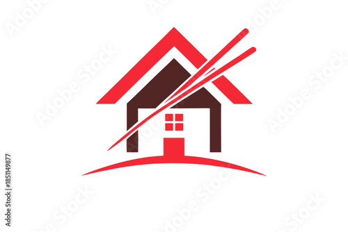 Real Estate Agency Logo Design, Stylized House Symbol for Property Business and Home Services
