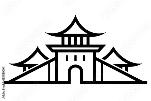 Minimalist Abstract Roof Lines Vector Illustration in Black for Architectural Design