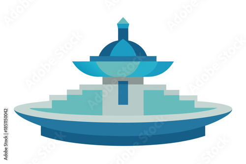 Elegant Courtyard Fountain, Central Water Feature in a Serene Urban Square