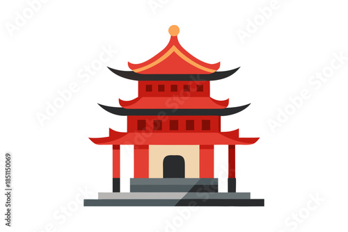 Ancient Chinese Drum Tower (Gulou), Traditional Landmark and Historical Building