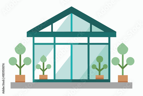 Modern Glass Conservatory with Chinese Garden Elements and Minimalist Design