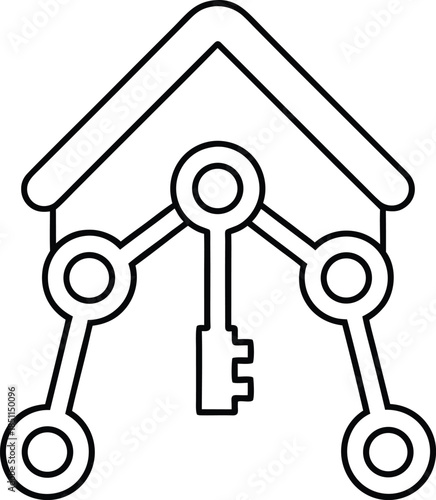 airbnb keyless entry kit line art vector illustration on transparent background