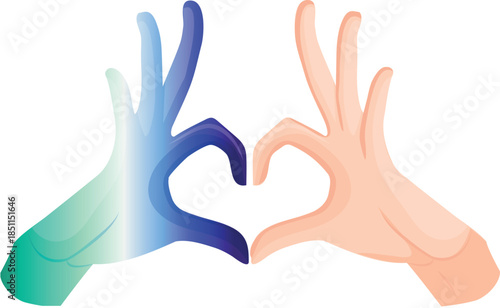 icon of hands folded in a gesture of love where one hand is in the colors of gay pride