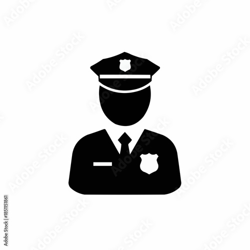 Police Officer Avatar Icon. Professional Law Enforcement Officer Vector Illustration, Male Cop in Uniform with Hat and Badge Symbol, Security and Justice Service Graphic