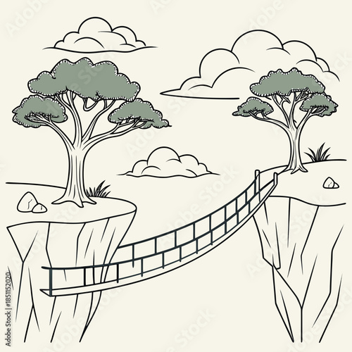 Suspension bridge connecting two cliffs