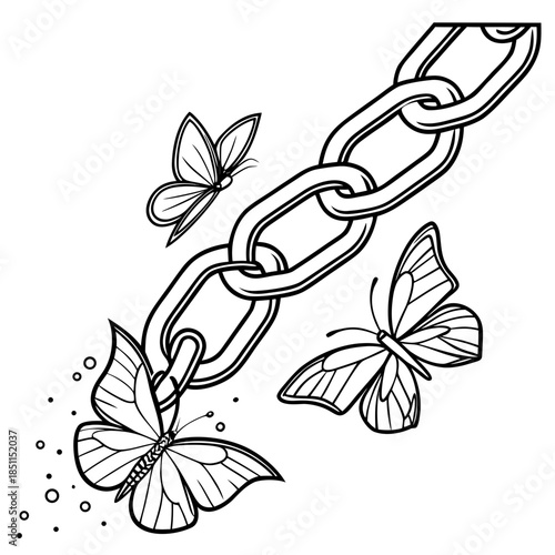 Butterflies escaping a chain
