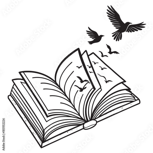 Open book releasing birds