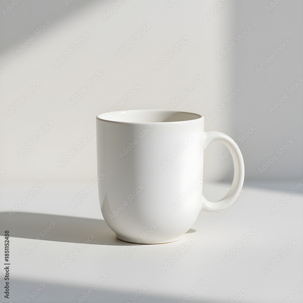 Obraz premium Minimalist Ceramic Mug on Clean Background with Soft Shadow