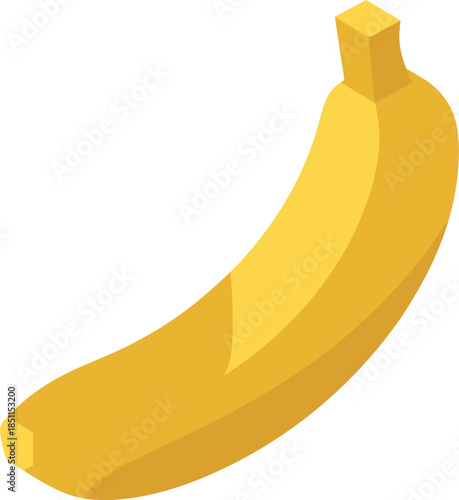 Isometric 3D Single Banana Fruit Vector Illustration