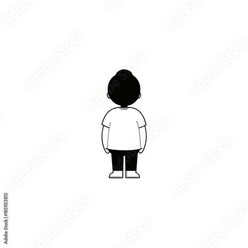 A simple minimalist illustration of a person standing alone viewed from the back