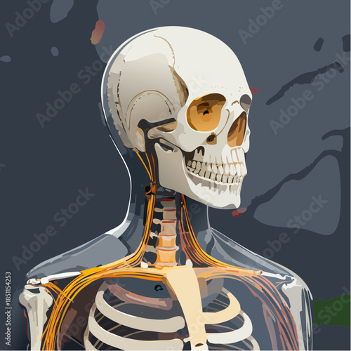 Medically Accurate 3D Anatomical Half-Body Illustration of Male Human Anatomy
