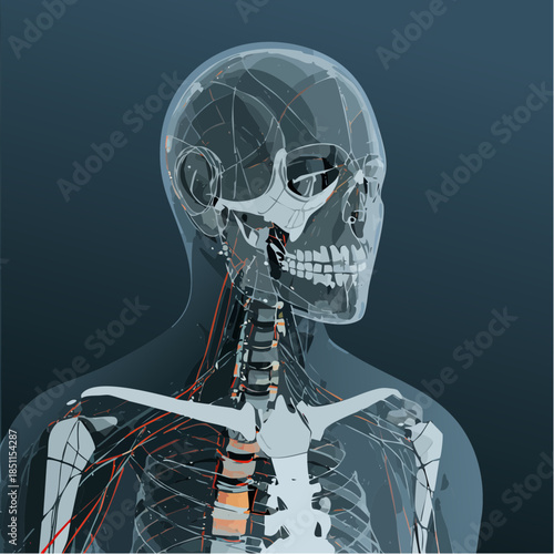 Medically Accurate 3D Anatomical Half-Body Illustration of Male Human Anatomy