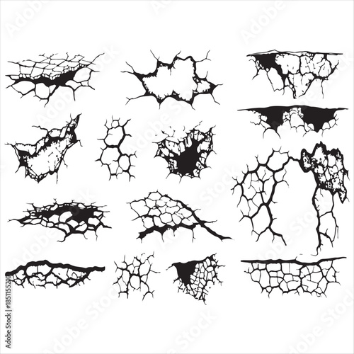 Collection of Cracked Wall Textures for Design and Art Projects