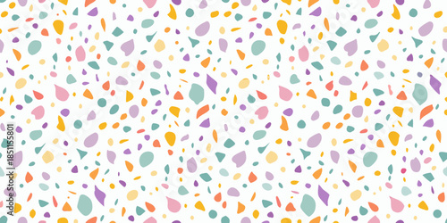 Colorful abstract pattern with scattered organic shapes on a white background