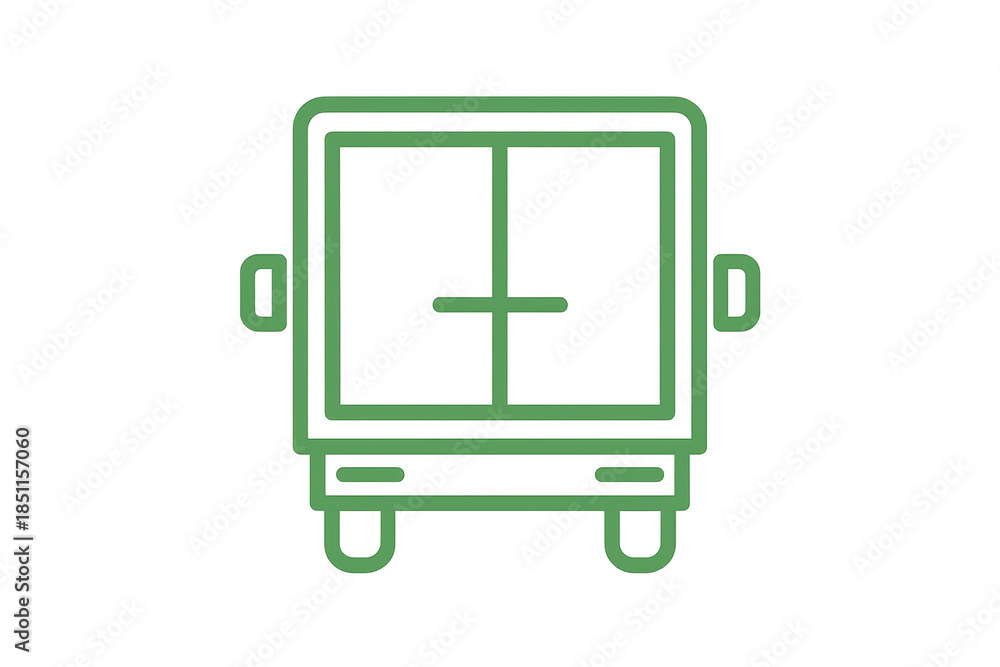 Fototapeta premium Green truck outline icon representing delivery, shipping, and logistics concept with transparent background