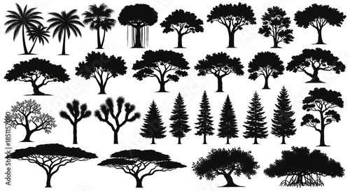Vector Watercolor Blooming Flowers and Trees Side View for Landscape Architecture Drawing