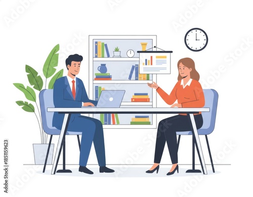 Business Meeting Between Two Professionals in Modern Office Setting