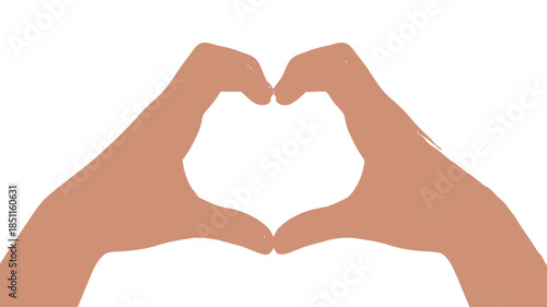 Hands forming heart shape in minimalist illustration with soft peach color on white background for charity campaign