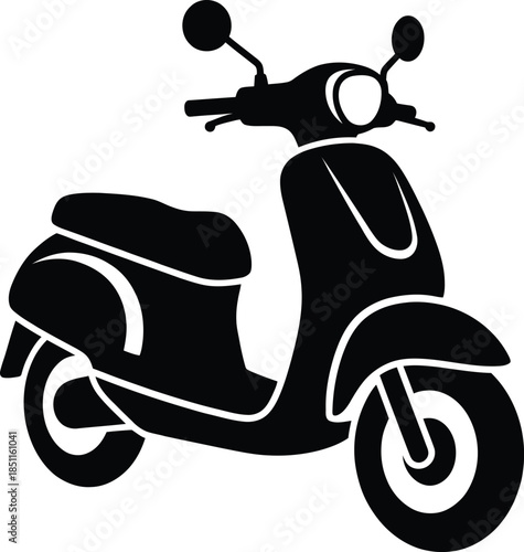 Modern City Scooter Silhouette Vector Illustration Isolated on White Background