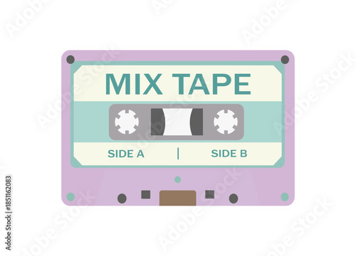 Vintage Pastel Music Cassette Flat Vector