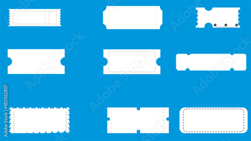 Blank Ticket Outline Shapes Vector Set - Minimalist Event Pass Templates for Cinema and Concerts