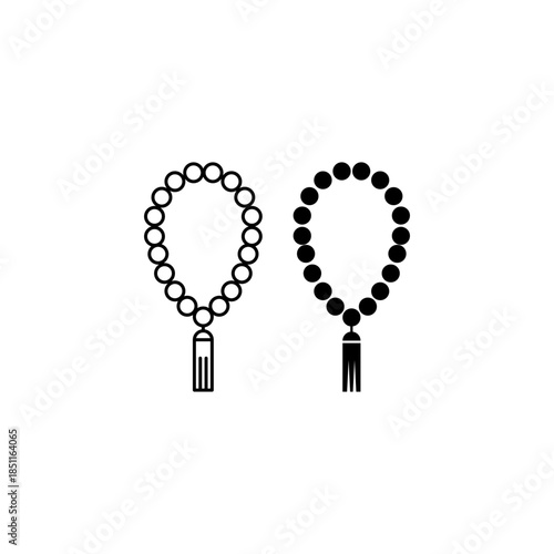 Islamic rosary icons set logo template design illustration
