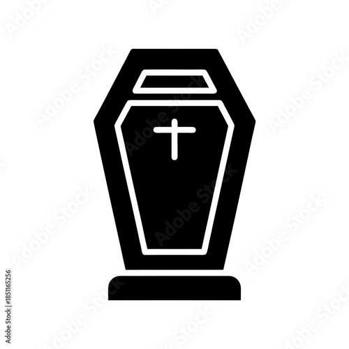 coffin icon black silhouette vector illustration on transparent background