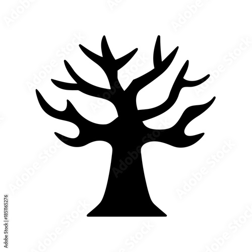 creepy tree icon black silhouette vector illustration on transparent background