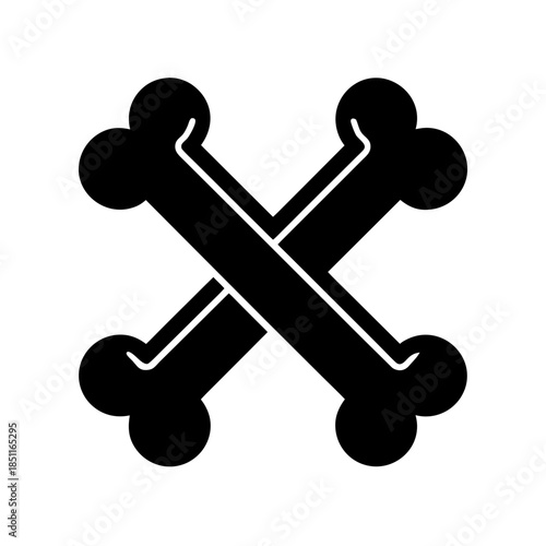 crossed bones icon black silhouette vector illustration on transparent background