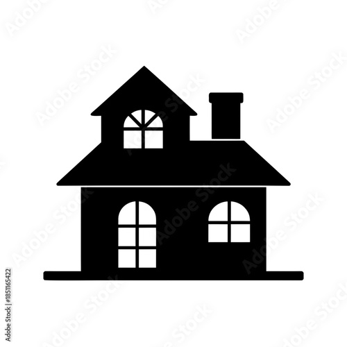 witch house icon black silhouette vector illustration on transparent background