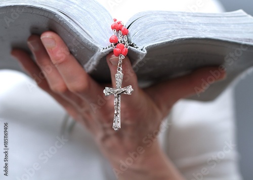 praying with bible with white background with people stock image stock photo