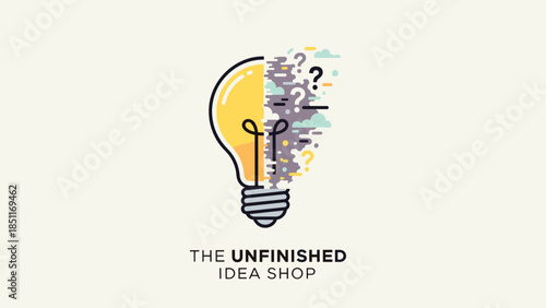 Light Bulb with Unfinished Idea Concept.