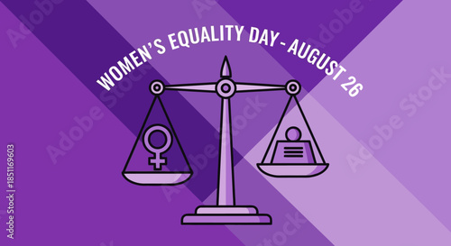 Womens Equality Day August 26th with Scale Symbolizing Gender Balance and Justice.
