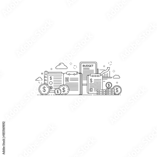 Budgeting and financial planning illustration isolated on transparent background