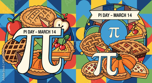 Pi Day Celebration with Delicious Pies and Mathematical Symbolism.