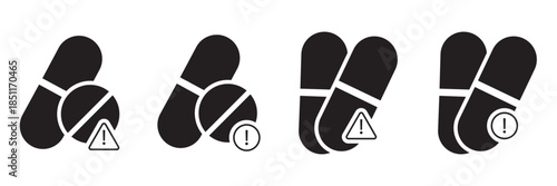 Drug Overdose and Medication Toxicity Icon Set - Editable Stroke Line Art for Medical Safety and Healthcare