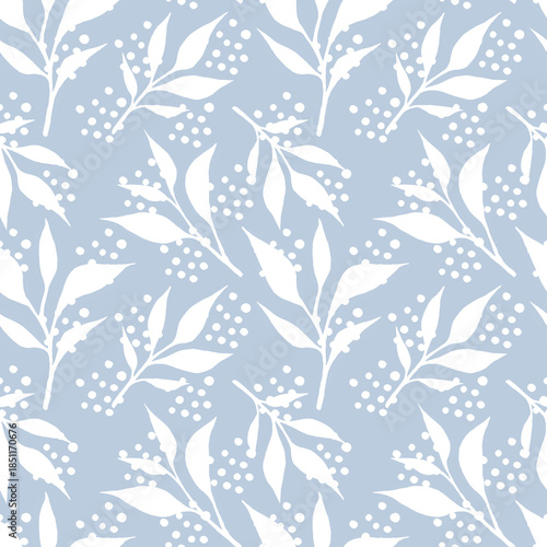 Tea leaves seamless pattern. Food background with tea leaves watercolor in hand drawn style. Tea background for paper, textile, wrapping and wallpaper.