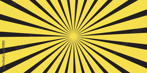 Abstract sunburst pattern background.  Yellow and black starburst ray. Graphic resource vector illustration