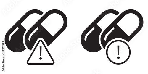 Drug Overdose and Medication Toxicity Icon Set - Editable Stroke Line Art for Medical Safety and Healthcare