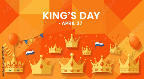 Kings Day Celebration April 27th with Crowns and Flags.