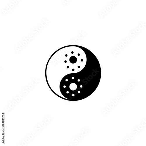 Yin yang symbol with dots isolated on transparent background