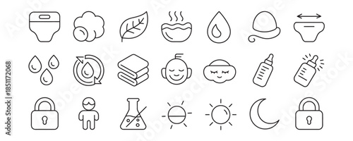 Minimalist icons for healthy living and wellness concepts