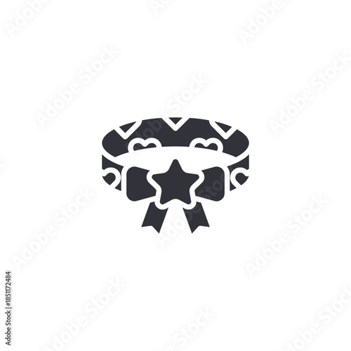 Pet award ribbon icon symbolizing competition winners, trained animals, achievement recognition, and pet excellence.