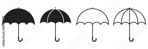 Umbrella vector icons set for weather protection and meteorology design.